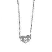 Letter ketting hartje - initiaal B - Zilver - 40 cm