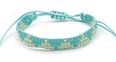 Armband Dames - Glaskralen - Verstelbaar - Lichtblauw