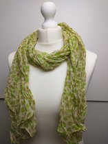 Lange dames sjaal Deborah pantermotief groen bruin beige neongroen