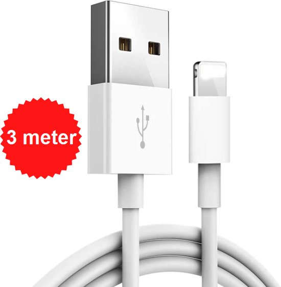 Câble chargeur iPhone 3 mètres adapté pour Apple iPhone 6,7,8,X,  XS,XR,11,12,13, Mini,... | bol.com