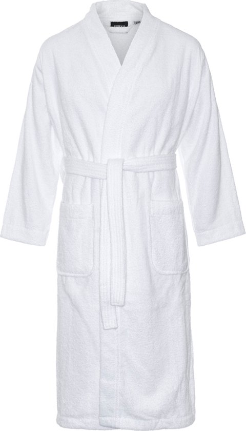 Kimono badstof katoen – lang model – unisex – badjas dames – badjas heren – sauna - wit - L/XL