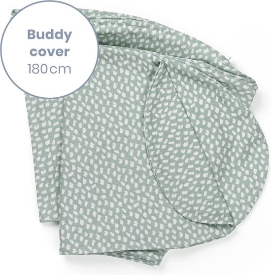 Doomoo Buddy Cover - Hoes voor Voedingskussen Buddy - Biologisch Katoen - 180 cm - Cloudy Kaki