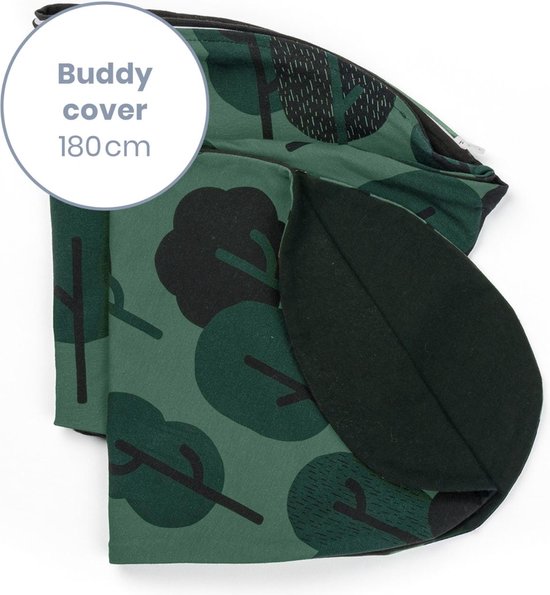 Doomoo Buddy Cover - Hoes voor Voedingskussen Buddy - Biologisch Katoen - 180 cm - Green Forest