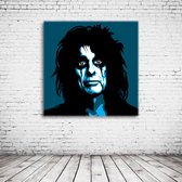 Pop Art Alice Cooper Poster in lijst - 90 x 90 cm en 2 cm dik - Fotopapier Mat 180 gr Framed - Popart Wanddecoratie inclusief lijst