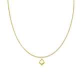 Silventi 9NBSAM-G200293N Gouden Ketting met Hangertje - Dames - Cirkel - Bewerkt - 13 x 12 mm - Ankerschakel - 39 + 3 + 3 cm - 0,8 mm Dikte - 14 Karaat - Bedel - Goud