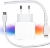 iPhone 13 oplaadstekker 20W USB-C Power oplader met kabel Geschikt voor Apple iPhone 13 - Apple iPad - USB-C Apple Magsafe|Snellader iPhone 13 / 12 / 11 / iPad / 13 Pro Max / iPhon