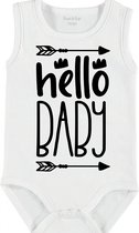 Baby Rompertje met tekst 'Hello baby' | mouwloos l | wit zwart | maat 50/56 | cadeau | Kraamcadeau | Kraamkado