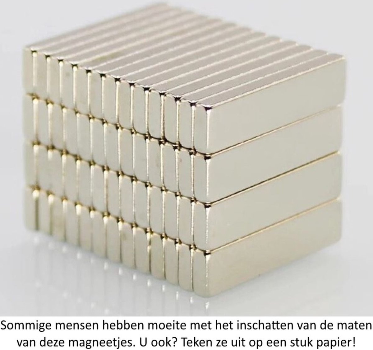 Langwerpige platte neodymium magneetjes 20 stuks - 20 x 5 x 2 mm - Merkloos
