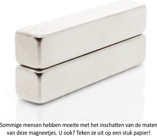 Langwerpige neodymium magneetjes 2 stuks - 50 x 10 x 10 mm - zeer sterk - neodymium magneet - koelkast - whiteboard - Merkloos