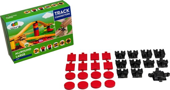 Toy2 Track Connectors - Allround Large. Verbind LEGO DUPLO© blokken met houten treinrails van BRIO©, IKEA, etc.