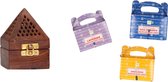 Wierook kegel houder set bestaande uit: wierook kegels houder & 3 verschillende wierook kegels geuren:  Lavendel, Nag Champa & Sandal Wood | 3 x 24 = 72 stuks - Wierook - Wierook s