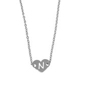 Letter ketting hartje - initiaal N - Zilver - 40 cm