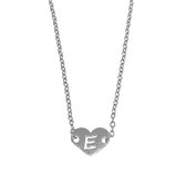 Letter ketting hartje - initiaal E - Zilver - 40 cm