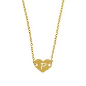 Letter ketting hartje - initiaal P - Goud - 40 cm