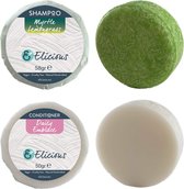 Elicious® - Set Shampoo + Conditioner - Normaal tot Vet Haar - Shampoo Bar - Conditioner Bar - Natuurlijke Shampoo - Natuurlijke Conditioner - Haarconditioner - SLS vrij - Plasticv