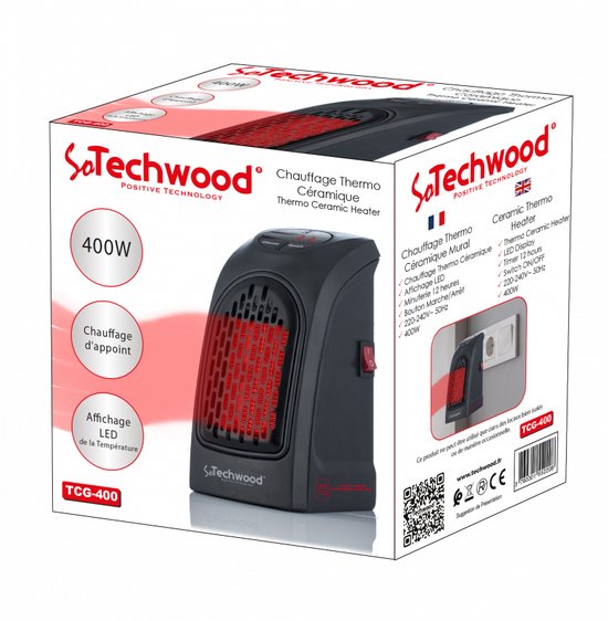 Techwood - TCG400 - Mini Heater - chauffage sans fil - pour dans la prise -  minuterie