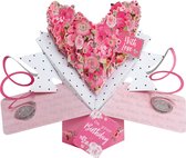 3D Pop-up wenskaart met envelop – With Love On Your Birthday - Heart