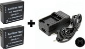 Mazuva  DMW-BLG10 set 2 Accu’s + Thuislader & Autolader set voor Panasonic camera | 1025mAh | Met LED-indicator | (o.a. voor Panasonic Lumix DC-ZS80, DC-GX9, DC-LX100 II, DC-ZS200,