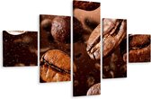 Schilderij - Koffiebonen close-up, 5luik, Premium print