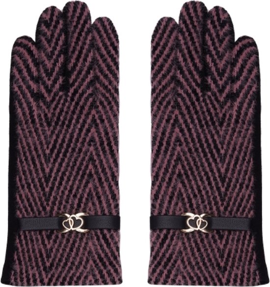 Handschoenen zwart/roze