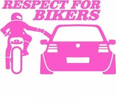 Respect for bikers sticker voor op de auto/motor - Auto stickers - Auto accessories - Stickers volwassenen - 20 x 13 cm Roze