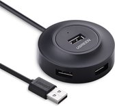 Ugreen USB A Hub 1 meter kabel met 4 USB 2.0 poorten en 1 micro USB poort - compact ontwerp