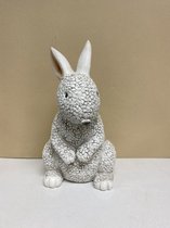 Decoratie beeld konijn - wit - hoogte 22x14x11 cm - polyresin - Woonaccessoires