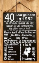 Zinken tekstbord 40 jaar geleden in 1982 - Antraciet - 20x30 cm. - verjaardag - jubileum - 40 jaar getrouwd
