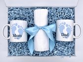 Especialina - Baby Cadeau - Geschenkset - Kraamcadeau - Mom Dad mug set - EST. 2023 - Theemok - Koffiemok - Theebeker - Mok - Mom Dad - Blauw Baby Boy Gift Box - Cadeau voor vrouw