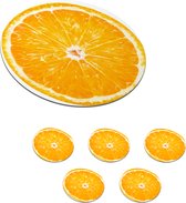 Onderzetters voor glazen - Rond - Sinaasappel - Fruit - Wit - 10x10 cm - Glasonderzetters - 6 stuks