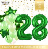 Cijfer Ballon 28 Jaar Groen Forrest Green Boeket * Hoera 28 Jaar Verjaardag Decoratie Set van 15 Ballonnen * 80 cm Verjaardag Nummer Ballon * Snoes * Verjaardag Versiering * Kinder