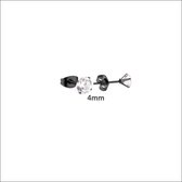 Aramat jewels ® - Zweerknopjes- oorbellen-zwart-zirkonia-chirurgisch staal-4mm