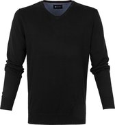 Suitable - Katoen Vini Pullover V-Hals Zwart - XXL - Modern-fit