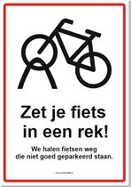 Bordje - Fietsen in rek plaatsen