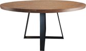 Zwarte eikenhouten tafel met facetrand - spinpoot onderstel - extra dik blad