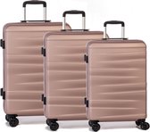 LuxuryLiving - Kofferset - Handbagage - Trolley - 38/61/95 liter - ABS - Roze - 3-delig - 4 Wieltjes - Hardcase