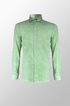 Vercate - Heren Lange Mouwen Overhemd - Groen - Slim-Fit - Linnen Katoen - Maat 40/M