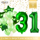 Cijfer Ballon 31 Jaar Groen Forrest Green Boeket * Hoera 31 Jaar Verjaardag Decoratie Set van 15 Ballonnen * 80 cm Verjaardag Nummer Ballon * Snoes * Verjaardag Versiering * Kinderfeestje * Forrest Green* Nummer Ballon 31 * Groen