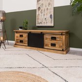 HUUS  tv meubel Lotte industrieel - gemaakt van Mangohout - 1 schuifdeur 4 lades : 155x45x50 cm