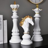 BaykaDecor - Premium Schaak Koning Groot Beeld - Woondecoratie - Cadeau - Top Kwaliteit Schaakfiguren Moderne Kunst - Wit - 41 cm