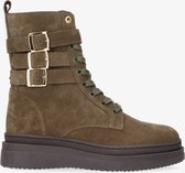 Tango | Lily 6-a khaki suede boot straps - dk brown sole | Maat: 36