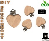 4 Stuks – Hart Houten Jarretelclips Los 35mm Blanco - Beukenhout Houten Clips - DIY Jarretelclips - Suspender Clips Heart Design