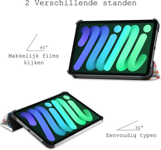 iPad Mini 6 Hoesje Book Case iPad Mini 6 Hoes Hard Cover Vlinders