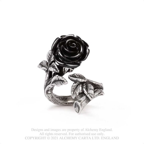 Alchemy - Ring Rose Noire Sauvage - Couleur argent