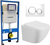 Geberit UP 320 Toiletset - Inbouw WC Hangtoilet Wandcloset - Nibiru Glans Wit - Geberit Sigma-20 Wit