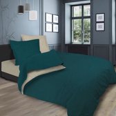 SOLEIL d'OCRE Tweekleurige bedset - gewassen katoen - 240 x 290 cm - eendblauw en ecru