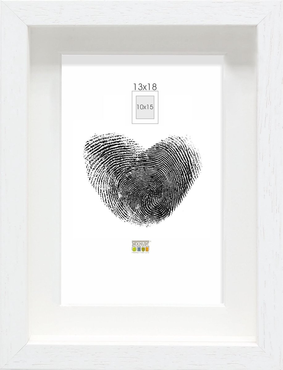 Deknudt Frames Fotolijst - wit met passe-partout - 10x15 cm / 13x18 cm