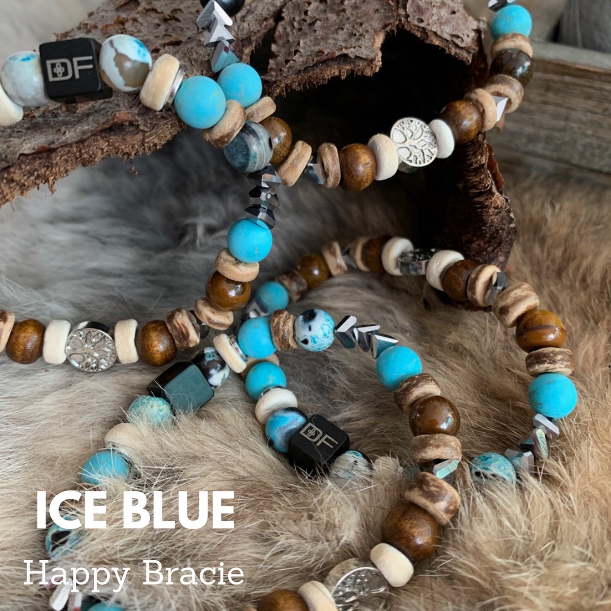 Happy Bracie Ice blue armband | Tijgeroog | Natuursteen | Cadeau Hem en Haar | Man en Vrouw | exclusief sieraad | Unisex | best verkocht