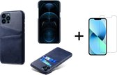 Apple iPhone 13 Pro Back Cover | Pu Leren Telefoonhoesje | Wallet | Blauw + 1x Screenprotector