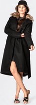 Mantel Saskia afneembare bont Zwart maat XL